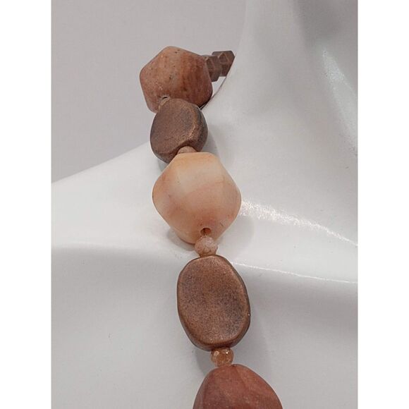 Vintage Copper and Root Beer Agate Beaded Necklace w Copper Clasp - Picture 6 of 6